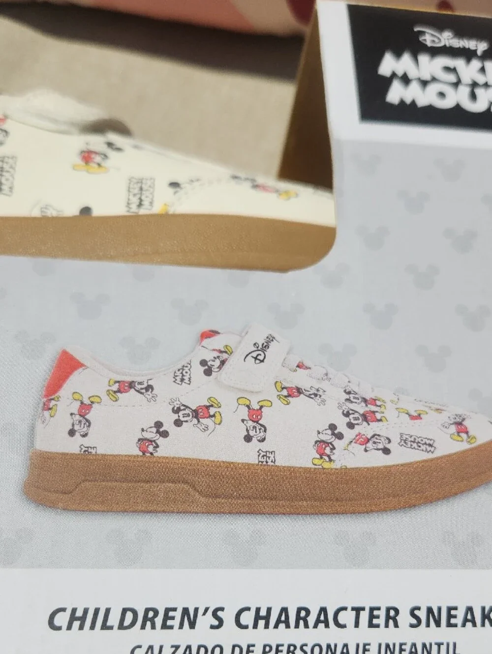 Disney Mickey Mouse White and Gum-Trim Kids Sneakers Size 3 NIB